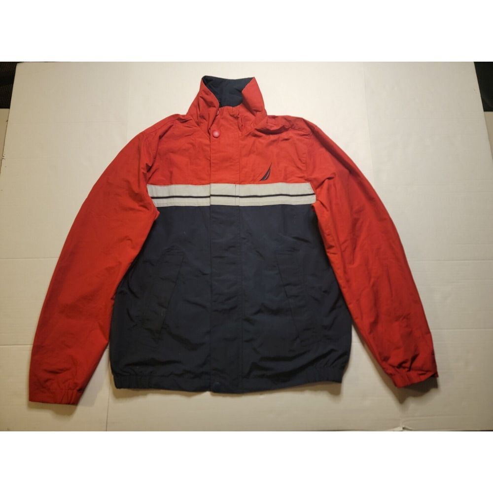 Nautica Red Blue And Gray Collared‎ Rain Jacket Size XS